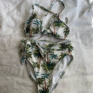 target swimsuit high leg cheeky palm tree size xs